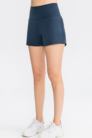 Wide Waistband Sports Shorts with Pockets Divacious