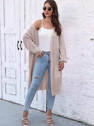 Open Front Longline Cardigan with Pockets Divacious