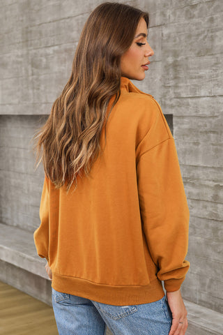 Quarter Zip Dropped Shoulder Sweatshirt Divacious