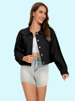 Distressed Distressed Button Up Denim Jacket Divacious