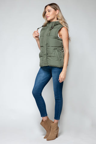 Snobbish Snap and Zip Closure Hooded Vest Trendsi