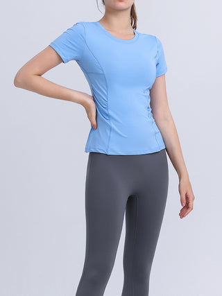 Round Neck Short Sleeve Active Top Trendsi