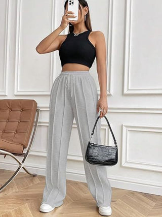 Drawstring Wide Leg Pants with Pockets - Divacious