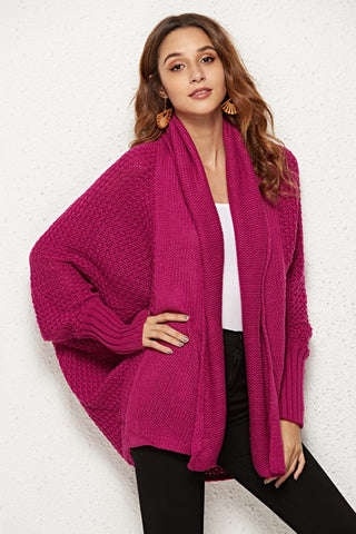 Open Front Batwing Sleeve Cardigan Divacious