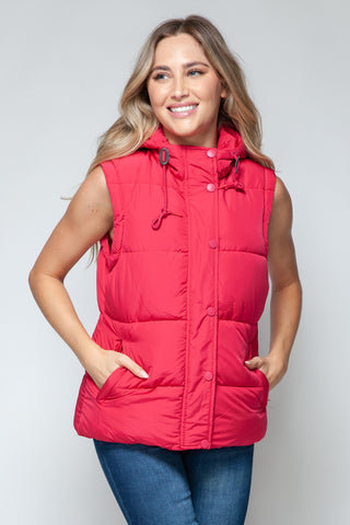 Snobbish Snap and Zip Closure Hooded Vest Trendsi