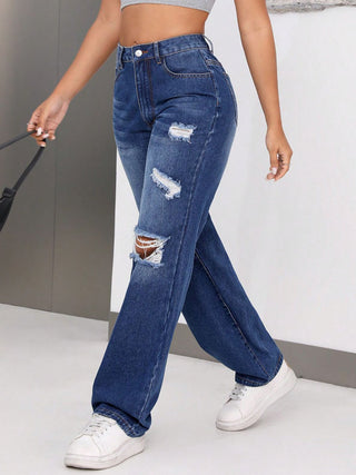 Distressed Jeans with Pockets Divacious