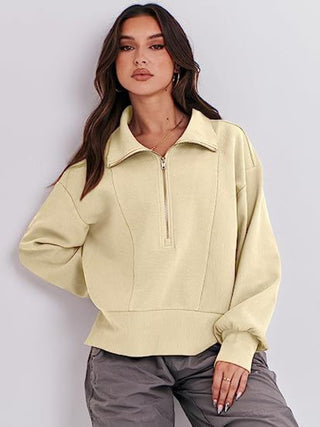 Half Zip Up Collared Sweatshirts Divacious