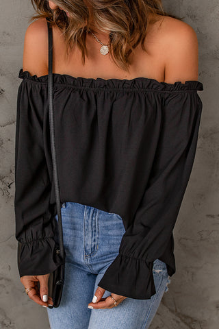 Off-Shoulder Flounce Sleeve Blouse Divacious