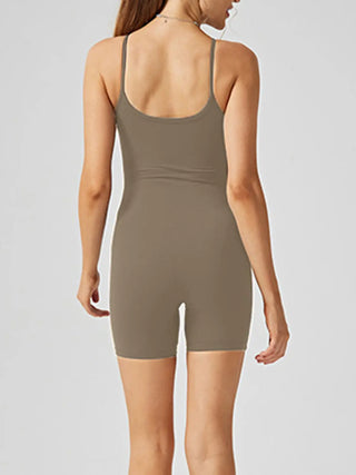 Scoop Neck Spaghetti Strap Active Romper Divacious