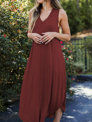 Full Size V-Neck Midi Tank Dress Trendsi