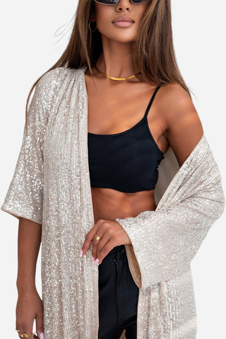 Sequin Open Front Duster Cardigan Divacious