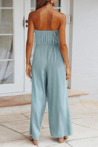 Tied Cutout Tube Wide Leg Jumpsuit Divacious