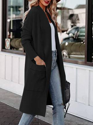 Open Front Dropped Shoulder Outerwear Divacious