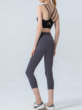 Wide Waistband Cropped Sports Leggings Trendsi