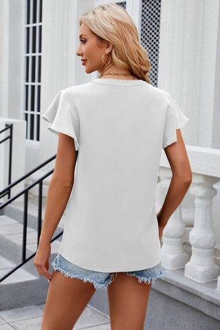 Notched Cap Sleeve T-Shirt Divacious