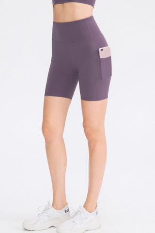 Wide Waistband Sports Shorts with Pockets Divacious