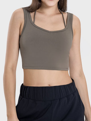 Millennia Crisscross Square Neck Active Tank Trendsi