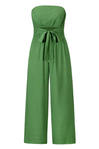 Tied Cutout Tube Wide Leg Jumpsuit Divacious