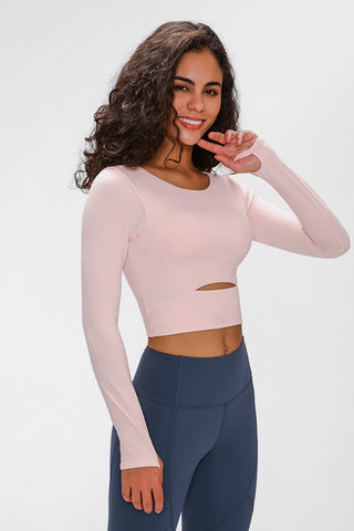 Millennia Long Sleeve Cropped Top With Sports Strap Trendsi