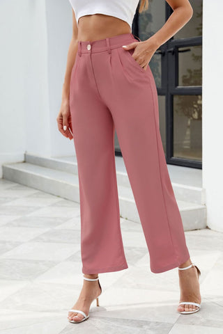 Pocketed High Waist Pants Divacious