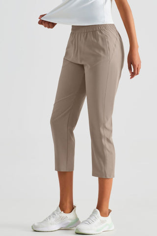 Elastic Waist Cropped Sports Pants Trendsi