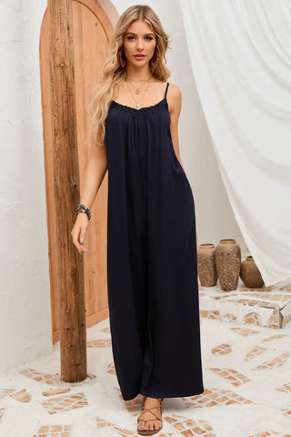 Backless Straight Neck Jumpsuit Divacious