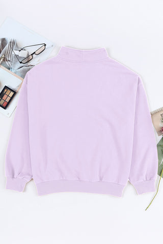 Quarter Zip Dropped Shoulder Sweatshirt Divacious