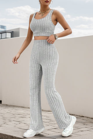 Wide Strap Tank and High Waist Pants Set Trendsi