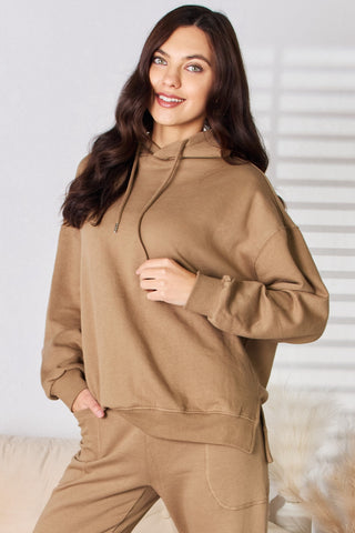 Drawstring Drop Shoulder Long Sleeve Hoodie Divacious