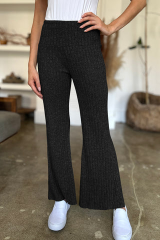 Ribbed High Waist Flare Pants Divacious