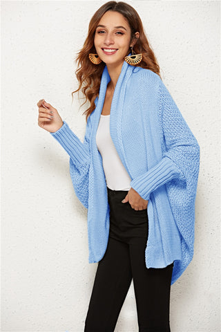 Open Front Batwing Sleeve Cardigan Divacious