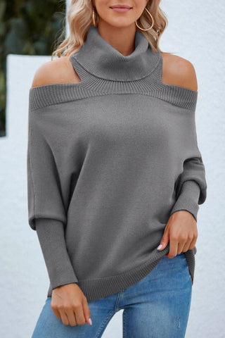 Off Shoulder Turtleneck Batwing Sleeve Sweater Divacious