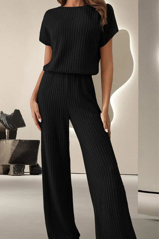 Round Neck Short Sleeve Jumpsuit Divacious