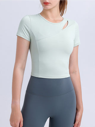 Round Neck Short Sleeve Active Top Trendsi