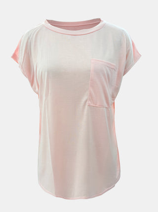 Full Size Round Neck Cap Sleeve T-Shirt Divacious