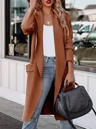 Open Front Dropped Shoulder Outerwear Divacious