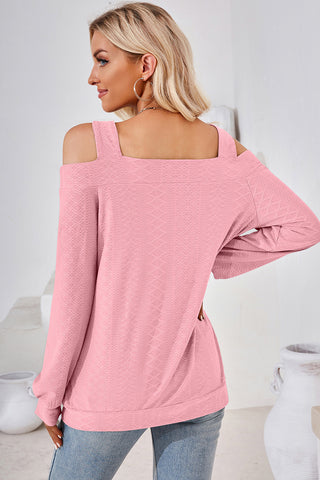 Cutout Square Neck Cold Shoulder T-Shirt Divacious