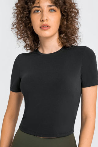 Millennia Round Neck Short Sleeve Yoga Tee Trendsi