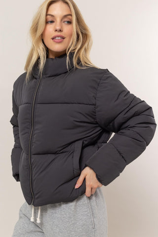 HYFVE Quilted Back Drawstring Puffer Jacket Trendsi