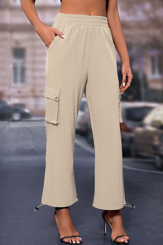 Elastic Waist Pants with Pockets Divacious