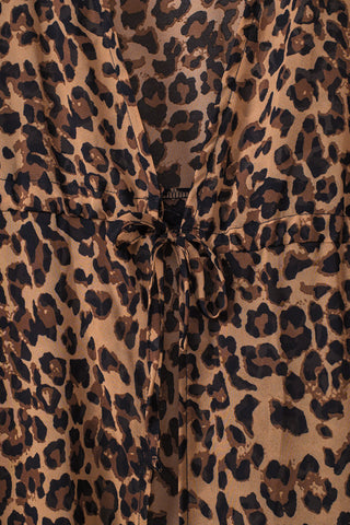 Leopard Open Front Long Sleeve Cover Up Divacious