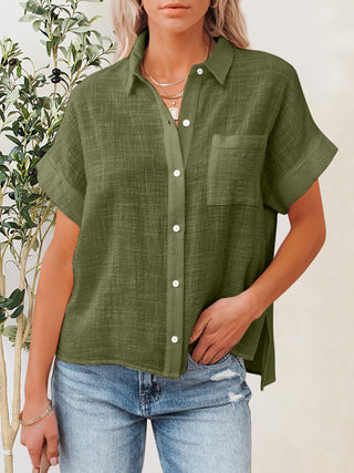 Button Up Short Sleeve Shirt Divacious