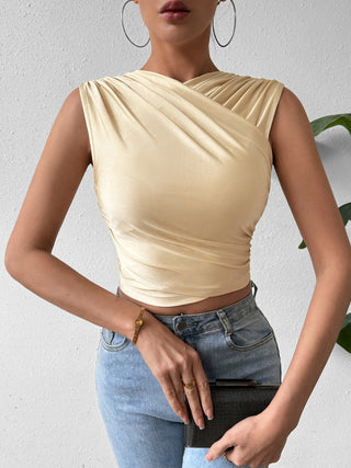 Ruched Surplice Cropped Tank Divacious