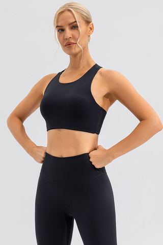 Round Neck Cutout Cropped Active Tank Trendsi