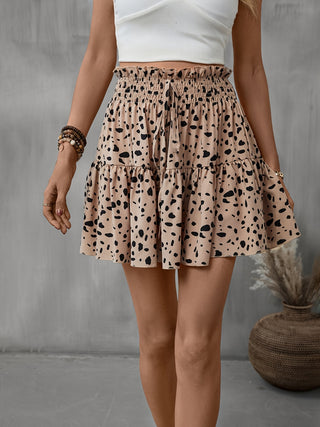 Frill Tied Printed Mini Skirt Divacious