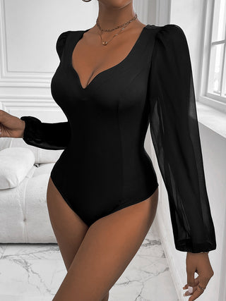 Sweetheart Neck Long Sleeve Bodysuit Divacious