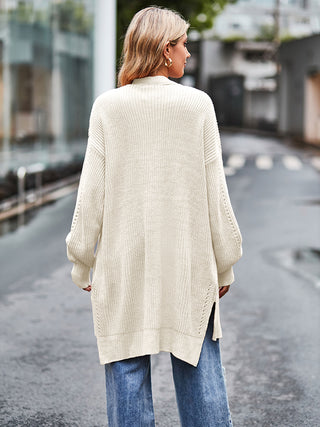 Long Sleeve Waffle-Knit Cardigan Divacious