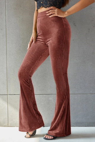 Ribbed High Waist Flare Pants Divacious