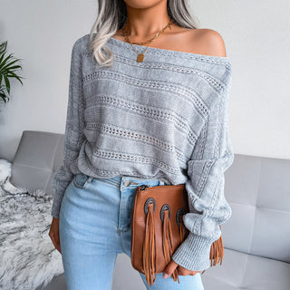 Boat Neck Dolman Sleeve Ribbed Trim Sweater Divacious