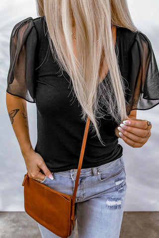 V-Neck Short Sleeve Blouse Divacious